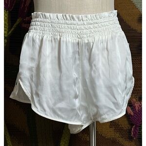 Anthropologie White Satin Fruit Pajama Shorts L FLAW